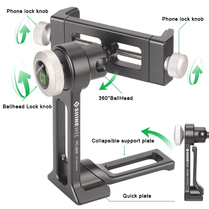 Алюминиевый Штатив для смартфона адаптер вертикальный видео Кронштейн зажим