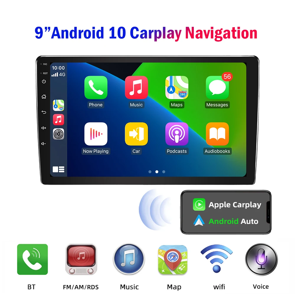 

PEERCE Android Auto Carplay Wireless IPS 7/9/10 Inch Car Radio Player Android 10 Multimedia Support FM AM RDS GPS Navigation