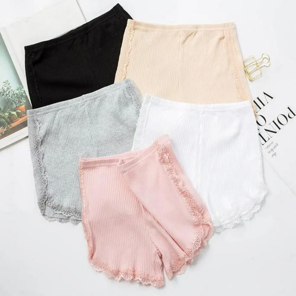 5 шт. разноцветное женское повседневное кружевное однотонное эластичное нижнее
