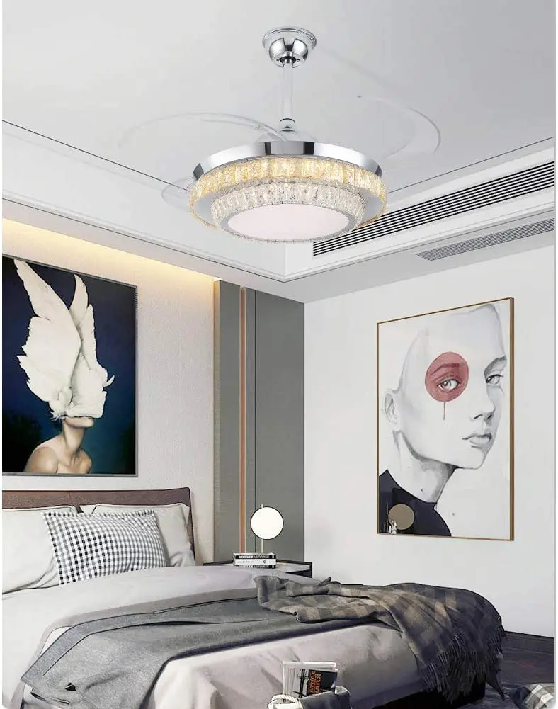 Хрустальный светодиодный светильник 42 дюйма невидимая люстра с дистанционным