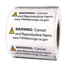 California Proposition 65 Warning Labels 500/Roll Cancer and Reproductive Harm Sign Labels 1/2 X 3/2 Inch