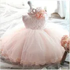 Милое розовое платье принцессы для малышей, платье для крещения на первый день рождения, одежда для маленьких девочек, бальное платье, платье для малышей