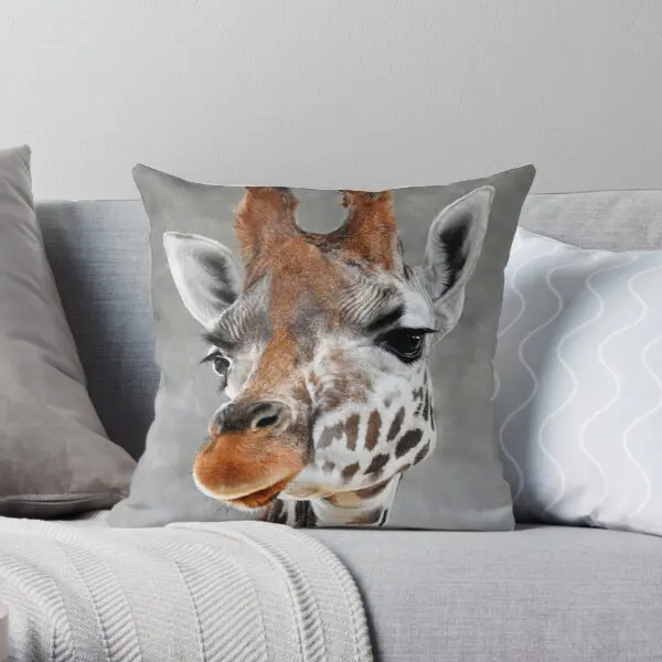 

Giraffe On Grey Printing Throw Pillow Cover Anime Decor Home Bedroom Wedding Comfort Case Square Throw Bed Pillows not include