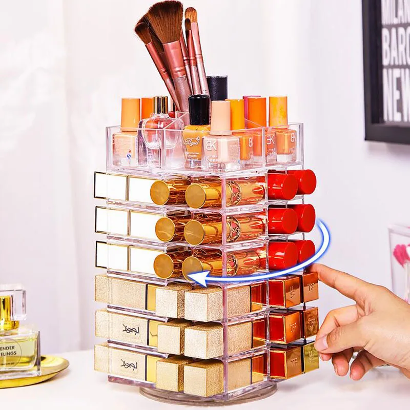 Вращающаяся коробка для хранения губной помады органайзер макияжа