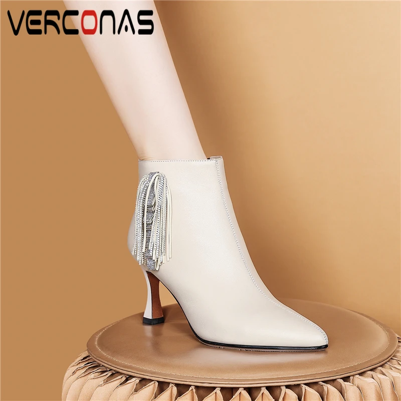 Ботильоны VERCONAS женские из натуральной кожи базовые модные элегантные ботинки на