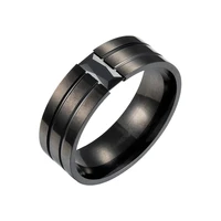 black stainless steel ring for men simple and versatile individual crystal inlay geometry zircon couple rings for boyfriend gift