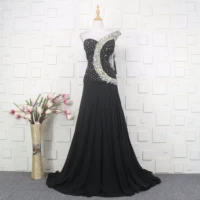 black crystal beads evening dresses 2021 a line strapless floor length evening gowns for women