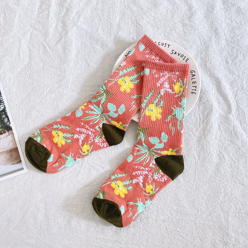 Style Brand Personality Leopard Street Flower Cartoon Happy Winter Warm Sock Funny Lady Kawaii Cotton Women Men Cute Short Socks