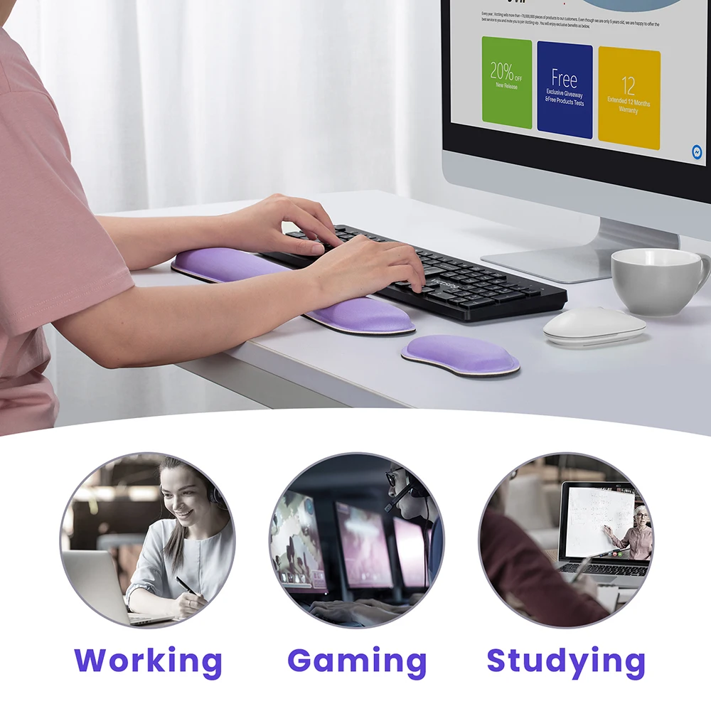 VicTsing PC148 Mechanical Keyboard Wrist Hand Rest Pad Wrist Rest Mouse Pad Durable Comfortable Mousepad for PC Gamer Office images - 6