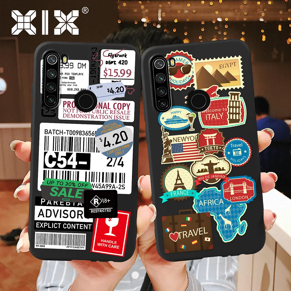

Xiaomi Redmi Note 9 Pro Max Case Travel Label for Cover Redmi Note 8 Pro 8T Soft Black TPU for Redmi Note 9S Case