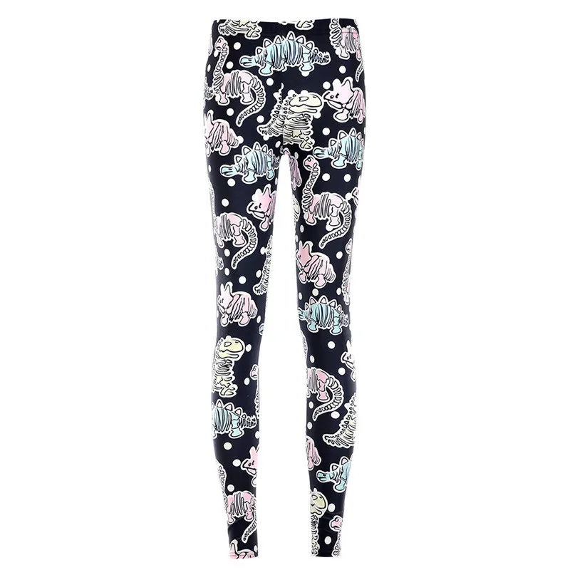 DOUBCHOW женские с эластичной резинкой на талии принтом динозавра цифровой 3D штаны
