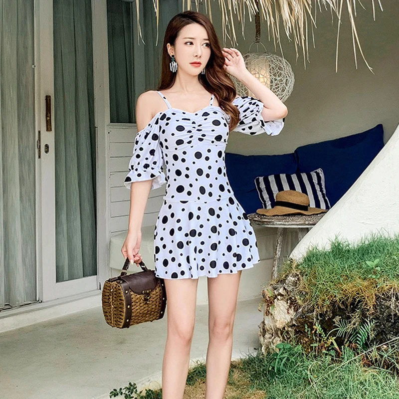 Женский слитный купальник на бретельках купальный костюм с юбкой весенняя одежда пляжная