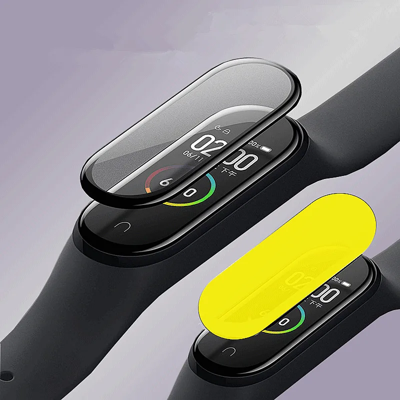 Защитная пленка с изогнутыми краями для Xiaomi Mi Band 5 стеклянная смарт часов полным