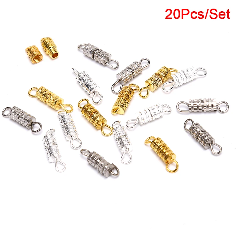

20pcs Cylinder Fasteners Buckles Closed Beading End Clasp Screw Clasps for DIY Bracelet Necklace Connectors Jewelry Making
