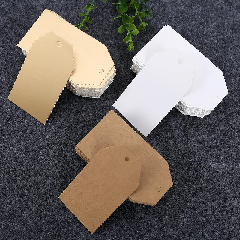 

100pcs Bakery Package Tags Product Label Cards Gold White Kraft Paper Tags Message Card Gift Packing Decor Supplies Easter Decor