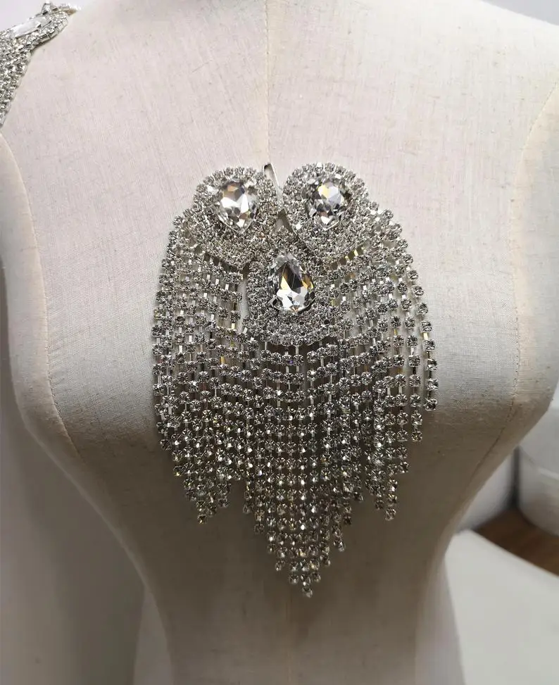 A Pair Shoulder Jewelry Tassel Rhinestones fringe Epaulettes Clothing Accessories Brooch Epaulet Crystal Brooches patch | Дом и сад