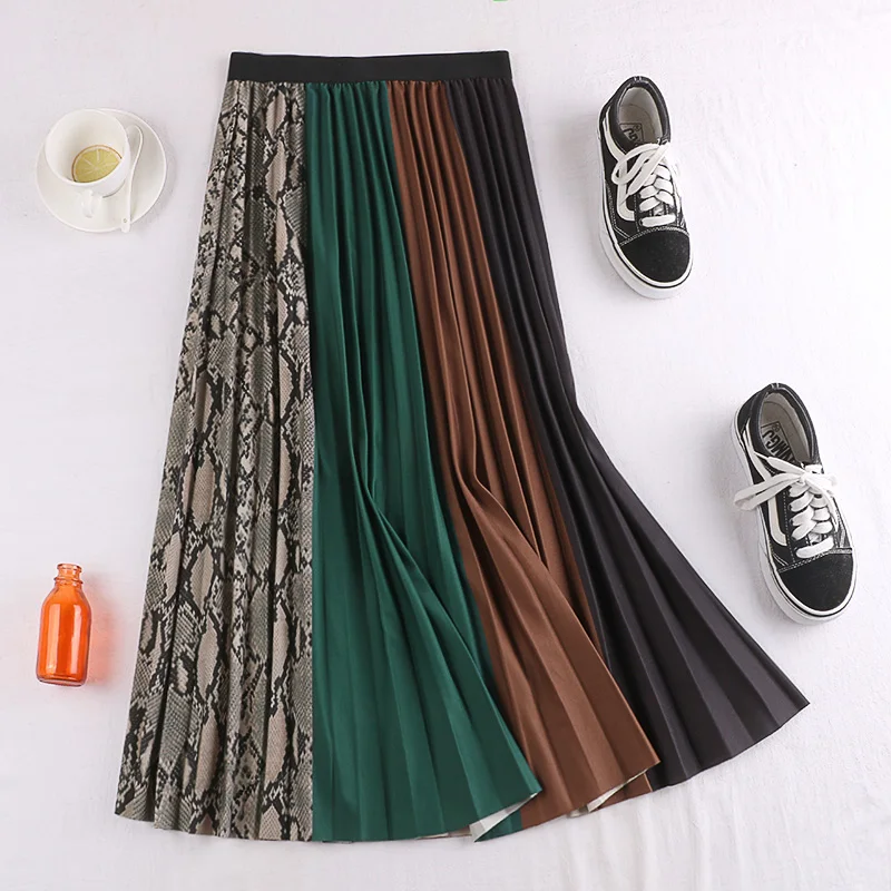 Осенне-зимняя винтажная леопардовая плиссированная юбка женские корейские