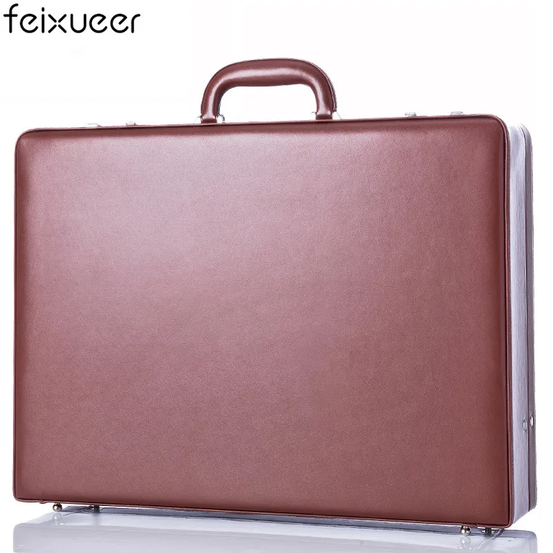 DH2810 brown Feixueer дизайнерское платье из искусственной кожи портфель бизнес 14 ''чехол для ноутбука мужской чемодан брендовая наличные офисная Сумка черный DH2810 - Цвет: DH2810 brown