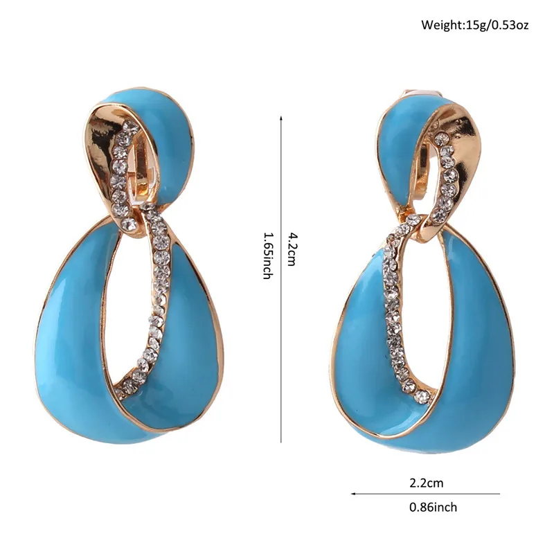 Серьги клипсы с эмалью массивные геометрические стразы без пирсинга