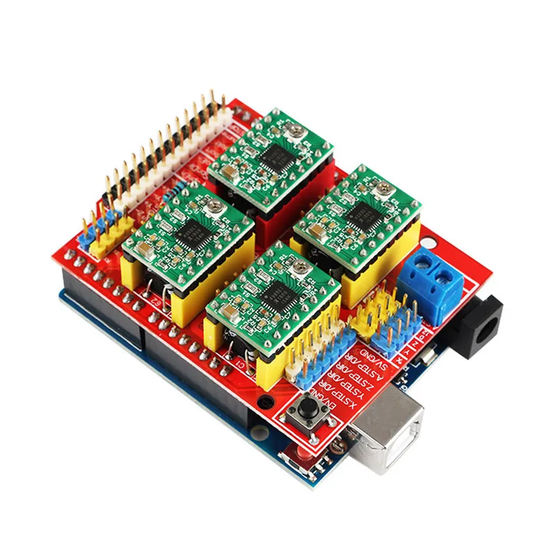 1 комплект A4988 Плата расширения драйвера + UNO R3 с USB кабелем CNC щит V3 гравировальный