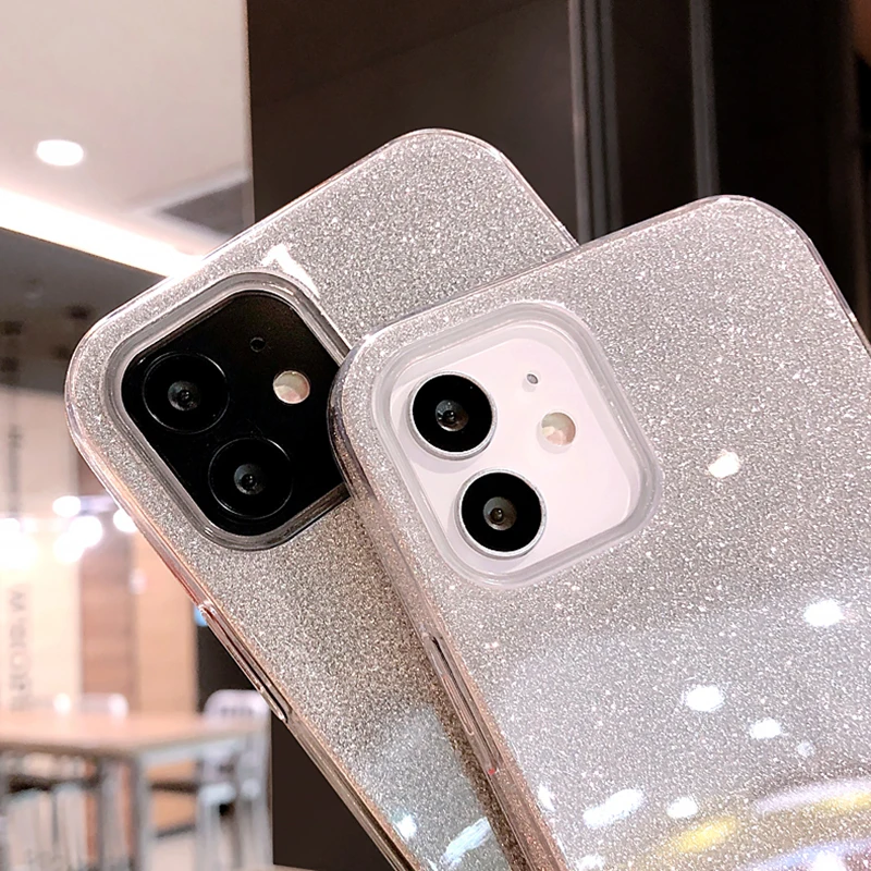 

Luxury Gradient Color Glitter Clear Phone Case For iPhone 11 12 Pro Max Mini X Xs XR 7 8 Plus SE2 2020 Silicone Shockproof Cover