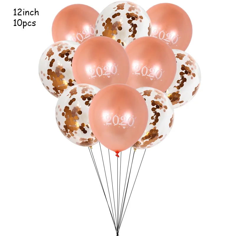 10pcs rose gold Фольгированные воздушные шары с новогодним декором, воздушные шары с круглыми цифрами, новогодние вечерние шары, воздушные шары для рождественской вечеринки - Цвет: 10pcs rose gold