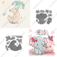 bear on swing and elephant new metal cutting dies stencil for scrapbooking diy christmas craft card birthday card stamp die cut