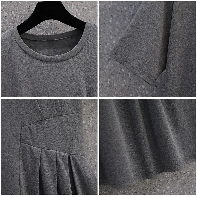

HOUZHOU Summer Dress 2021 Women Plus Size Casual Midi Dresses Black Loose Elegant Large Sundress Big Size Solid Color Outfits