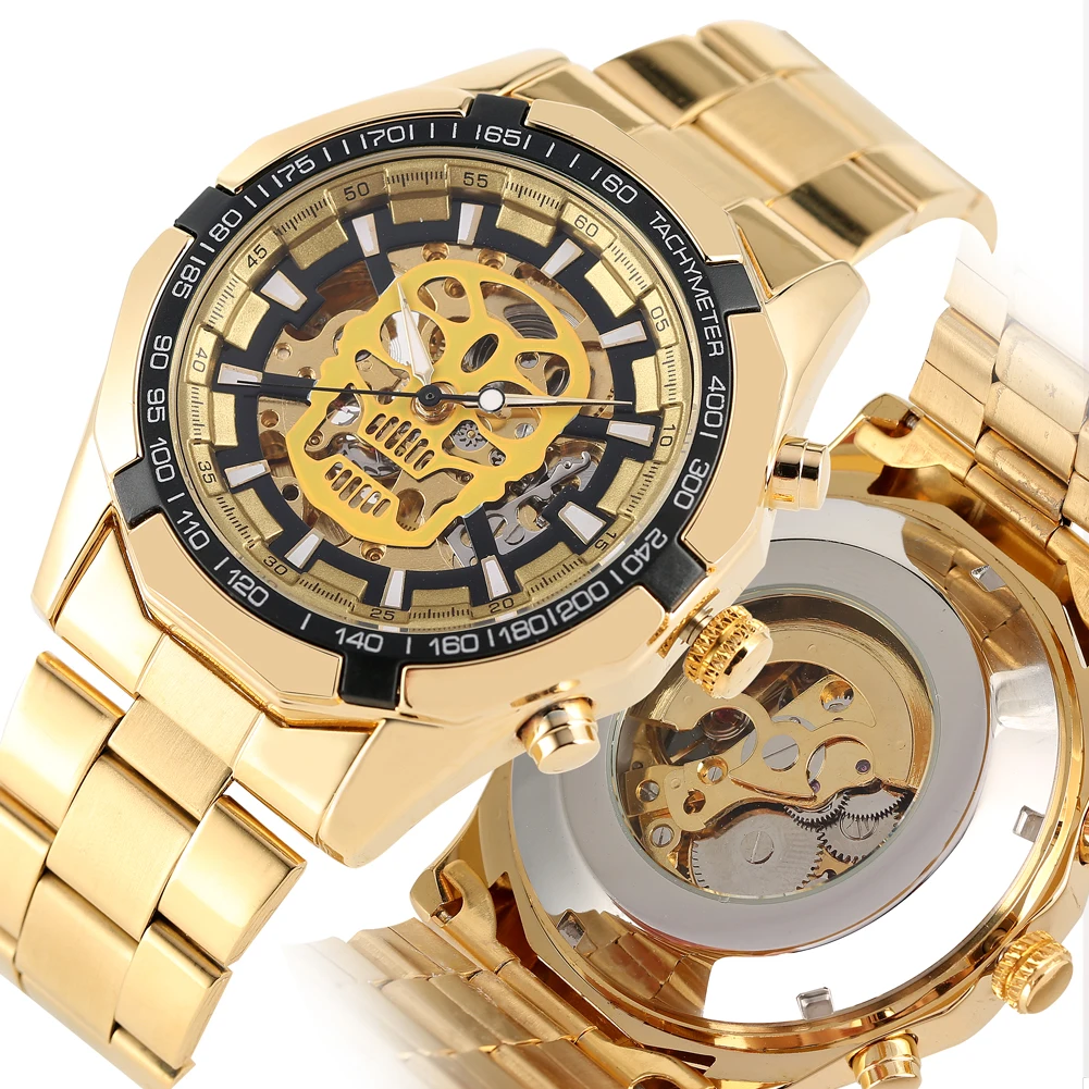 Часы мужские механические с автоподзаводом арабскими цифрами и стальным