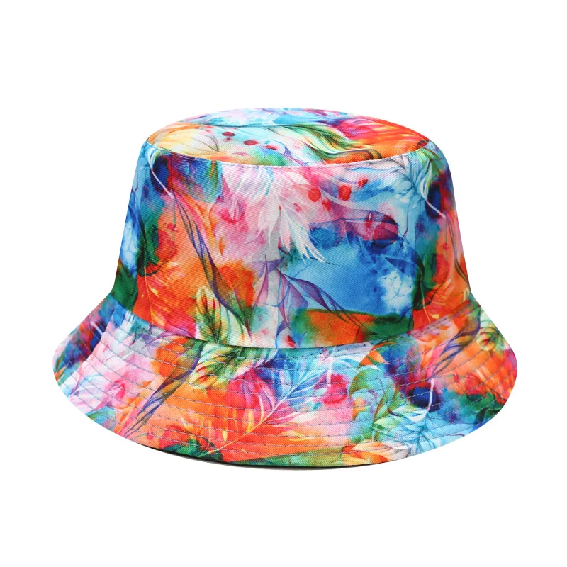 

Double-sided Tie-Dye Graffiti Bucket Hat Women Men Fall Winter 2021 Panama Caps Outdoor Cotton Fashion Fishing Hats Bonnet Bob