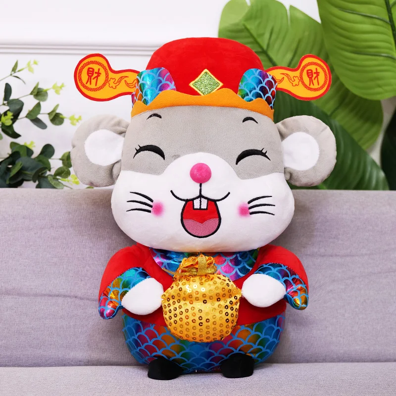 Милый новогодний мышонок плюшевая игрушка Китайский Зодиак крыса кукла Doft Бог
