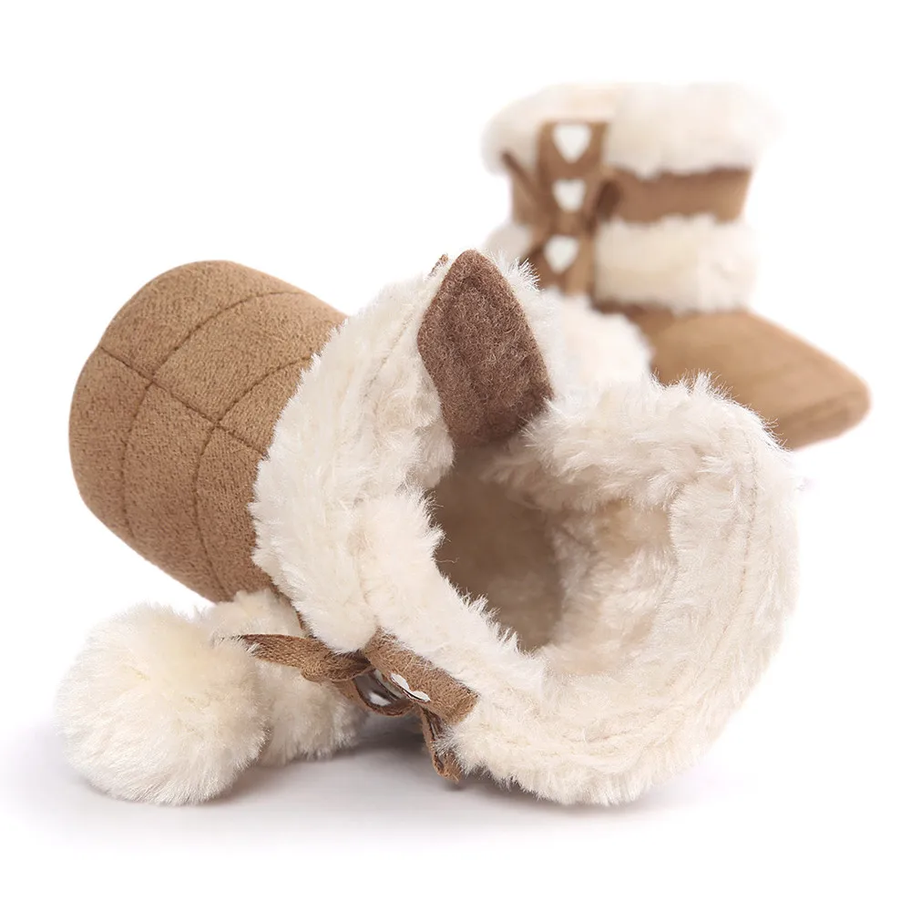 Милый зимний сезон Зимние сапоги принцессы для новорожденных девочек Обувь