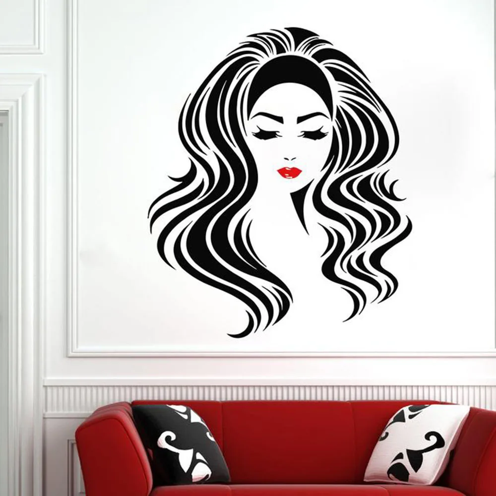 Модная женская большая волнистая прическа виниловая стена домашний дизайн