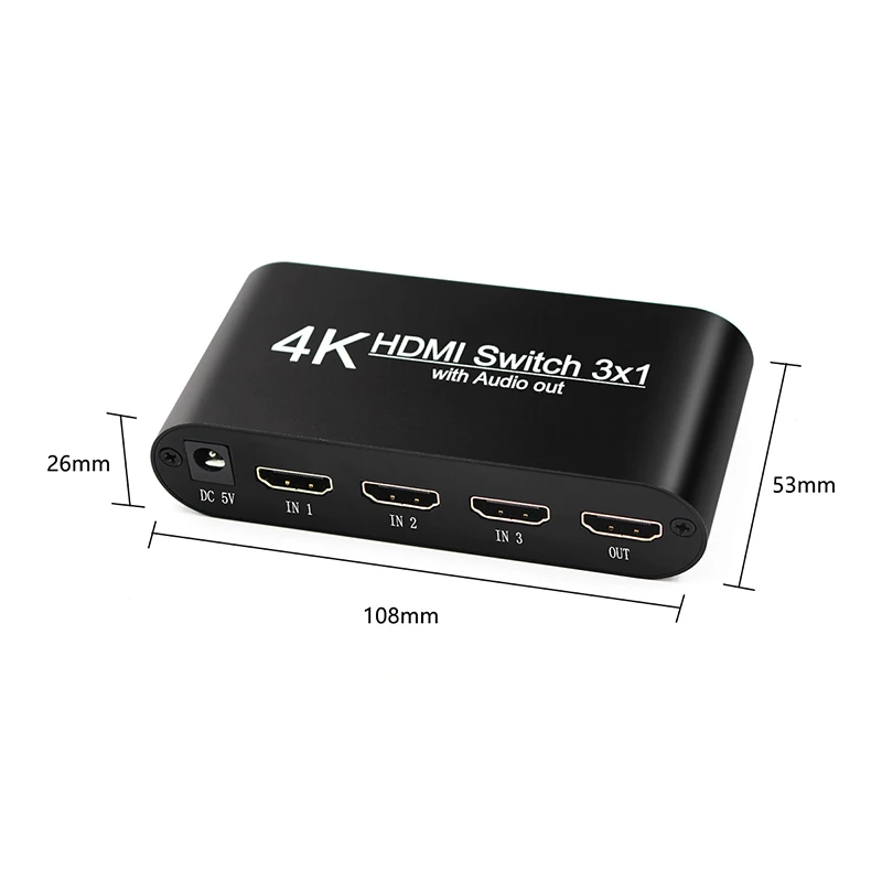 HDMI переключатель 3 в 1 с разъемом 5 мм аудио экстрактор коммутатор сплиттер Ultra HD 4K