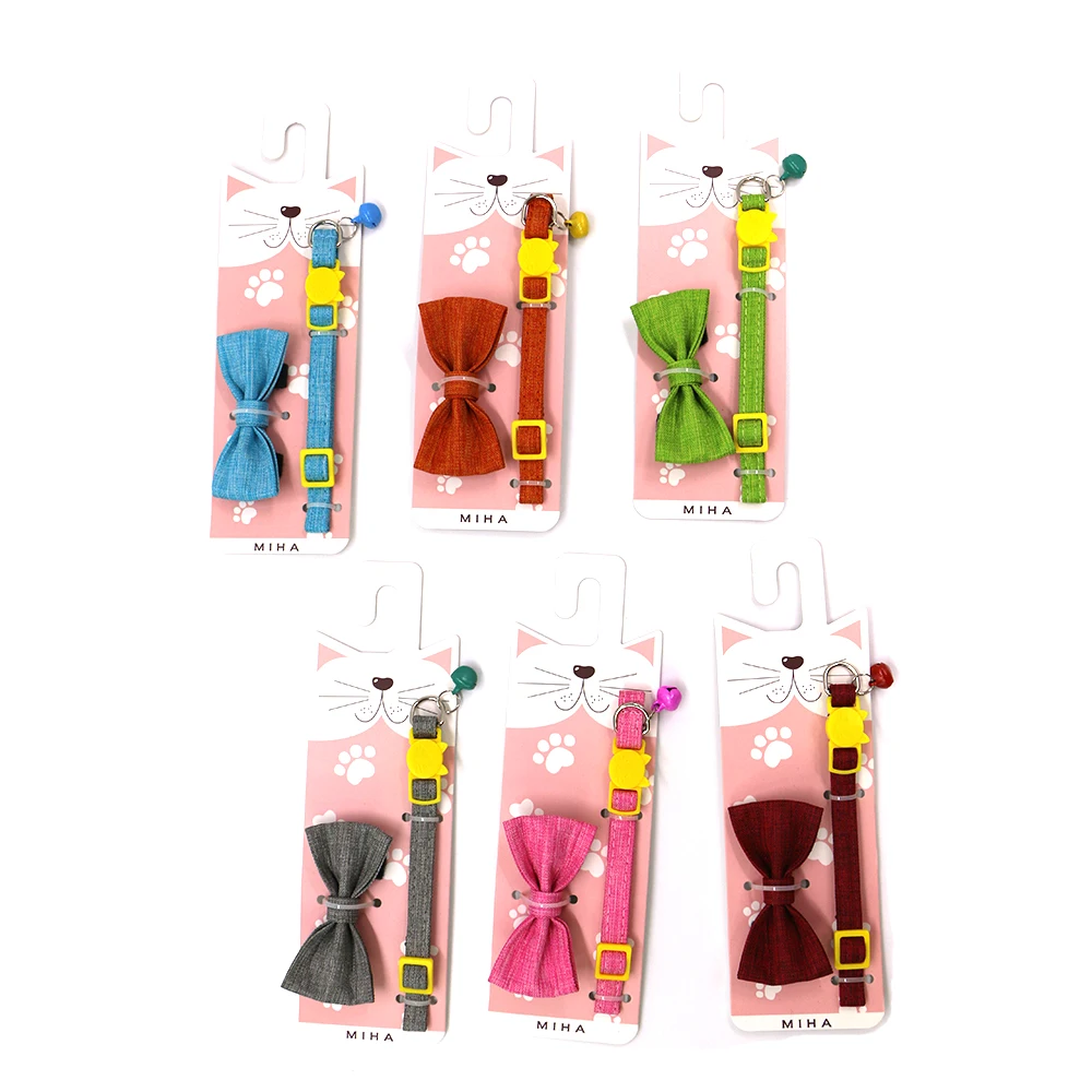 

Котенок кошка воротник галстук-бабочка с колокольчиком безопасности отколовшейся пряжкой регулируемые ошейники для котенка Щенок Чихуаху...