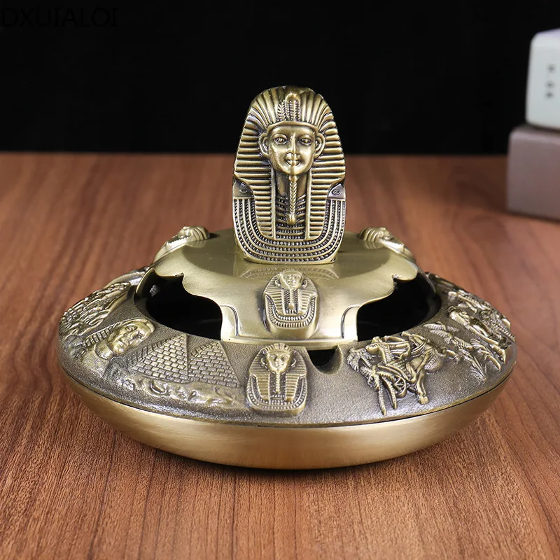 

DXUIALOI Retro Creative Personality Zinc Alloy Crafts Plating Character Pattern Ashtray Desktop Decoration Home Decoration