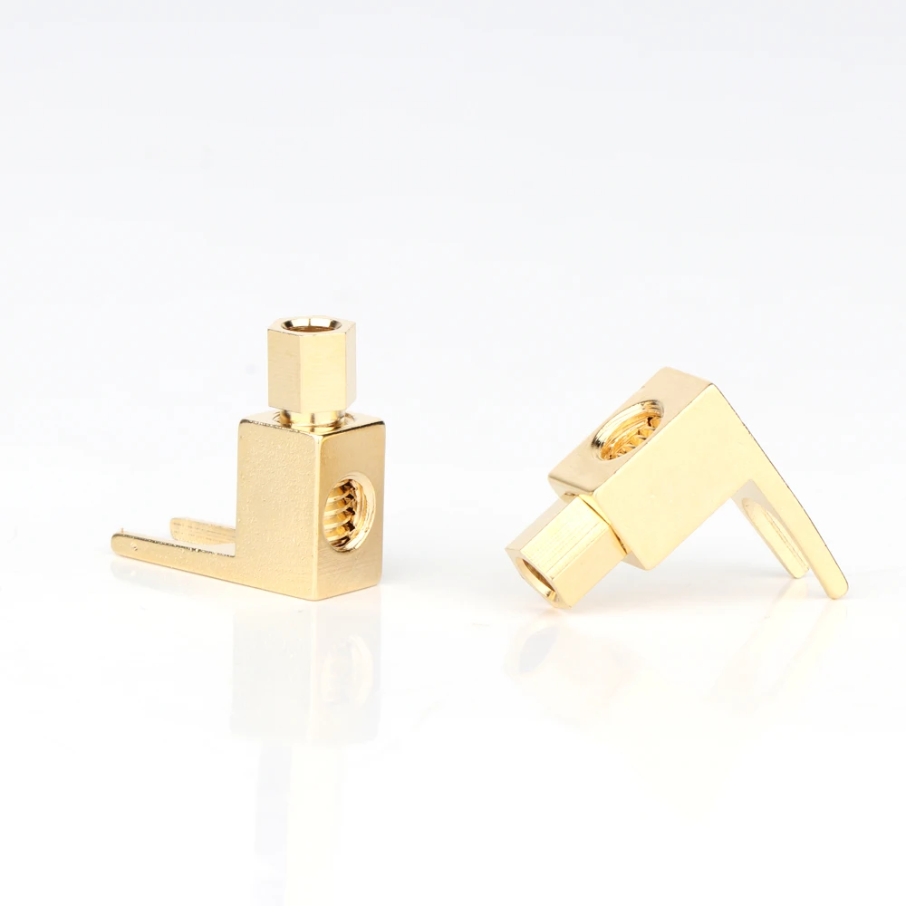 

4 pcs hifi audio Gold Plated Repair Parts right angle speaker cable spade plug