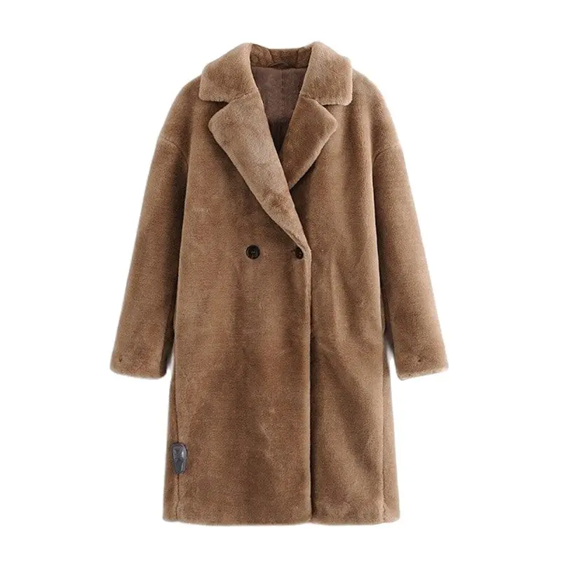 

Womens Coat Ladies Faux Mink Fur Outwear Long Jacket Loose Street Style Warm Overcoat Autumn Winter