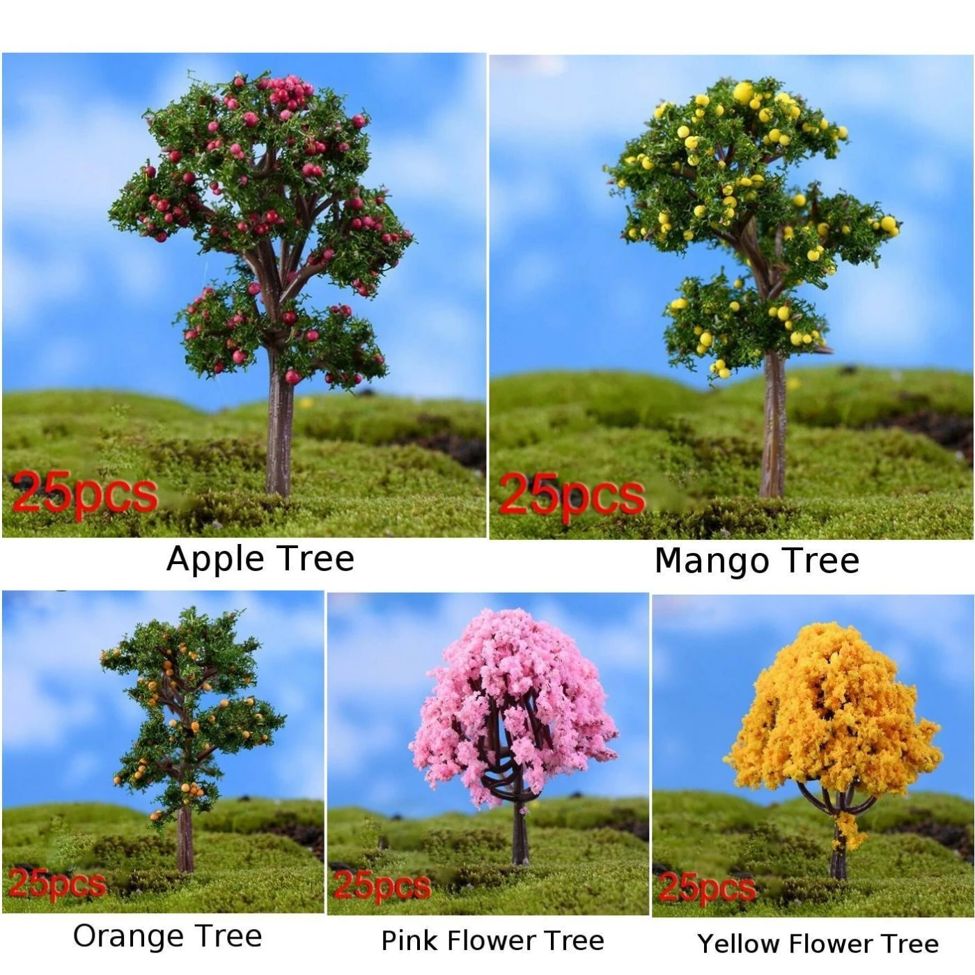 Пластиковые модели деревьев манго оранжевый розовый желтый 25 шт Моделирование
