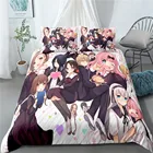 Комплект постельного белья для девочек из 23 предметов, пододеяльник с 3D принтом в японском стиле аниме, двуспальный королевский комплект постельного белья, пододеяльник, наволочка (без простыней)