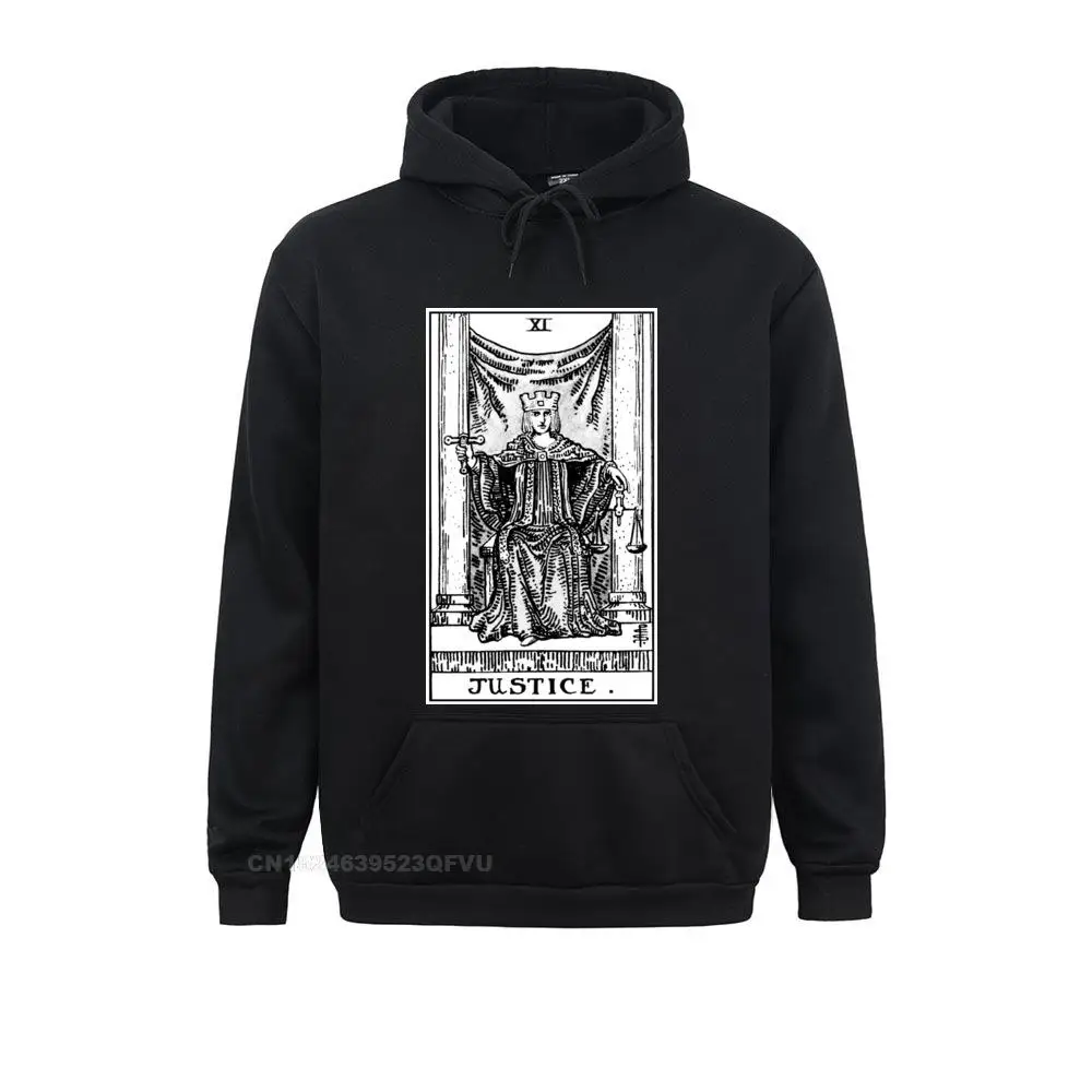 Justice Tarot Card Men Major Arcana Fortune Telling Occult Women Men's Cotton Amazing The Magician Pullover Hoodie Long Sleeve