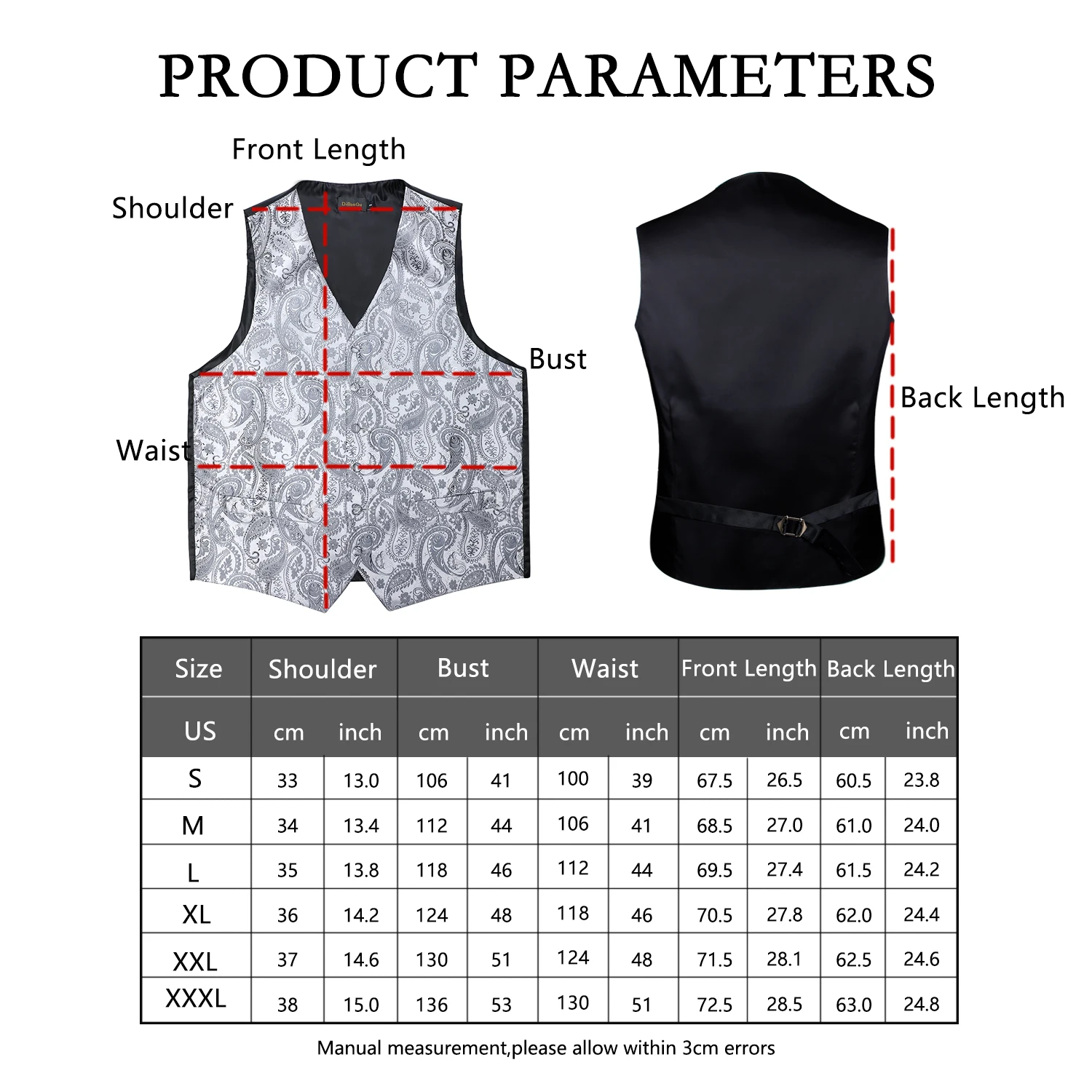 Mens Classic Silver Paisley Folral Silk Waistcoat Vests Wedding Handkerchief Necktie Suit Vest Set Sleeveless Jacket DiBanGu