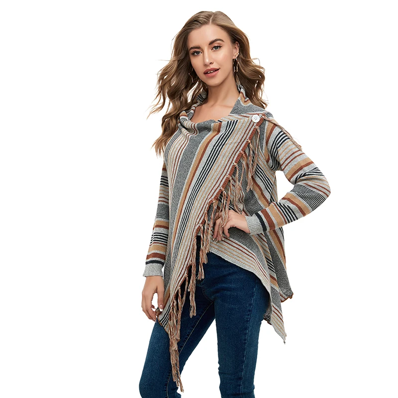 Женский s Ponchoes Sweate осень зима женские модные пуловеры с бахромой размера плюс