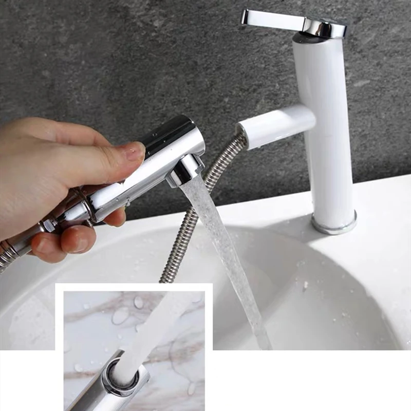 Смесители для раковины WZLY низкий хромированный латунный черный выдвижной кран