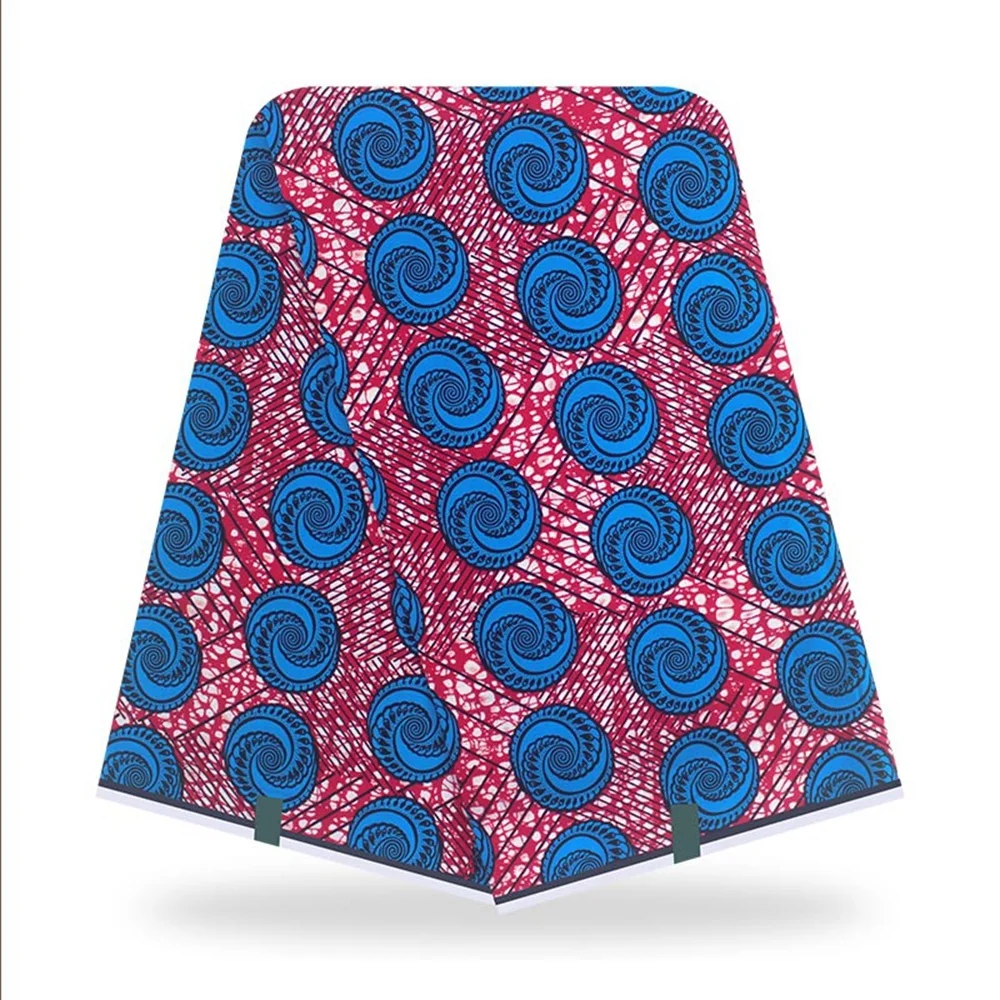 

New African Wax Fabric High Quality Ankara Real Batik Cotton Material Rapper Pagne For Sewing Blue Color 6Yards