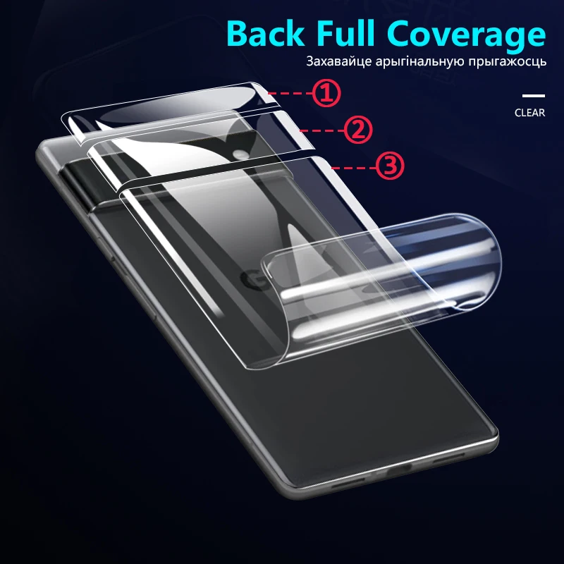 Pel&iacute;cula de hidrogel para Google Pixel 6 pro 6A, protector de pantalla, pel&iacute;cula trasera curvada 3D para Pixel6 pro, accesorios, no vidrio templado, 3 piezas-4