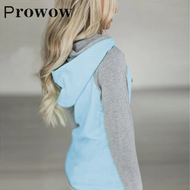 

Prowow Winter Patchwork Hoodies Sweatshirts Cotton Blend Female Casual Loose Streetwear Long Sleeve Pocket Pullover Hooded Coats