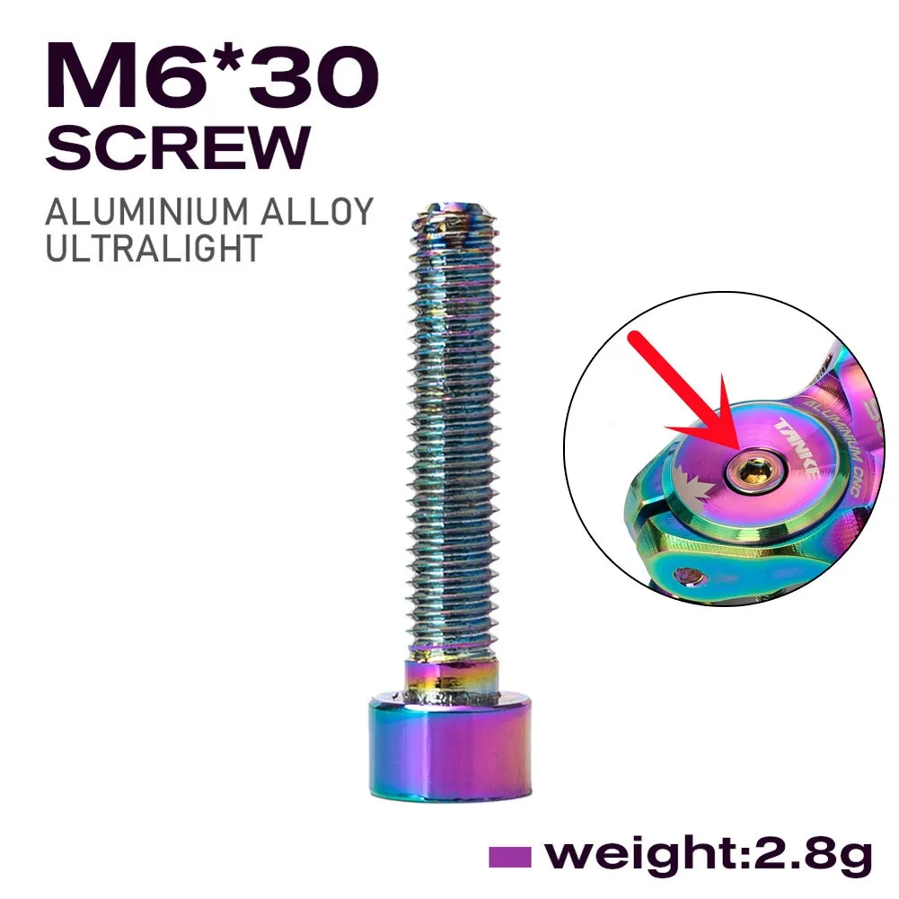 

1pc Stem Top Cap Screw Colorful Aluminum Bike Headset Bolt Bicycle Stem Top Cap Screw M6x30 TANKE Bike Accessories Cycling Parts