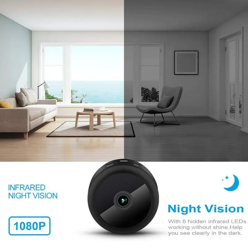 Мини камера wifi 1080P ночного видения с дистанционным управлением видео рекордер IP