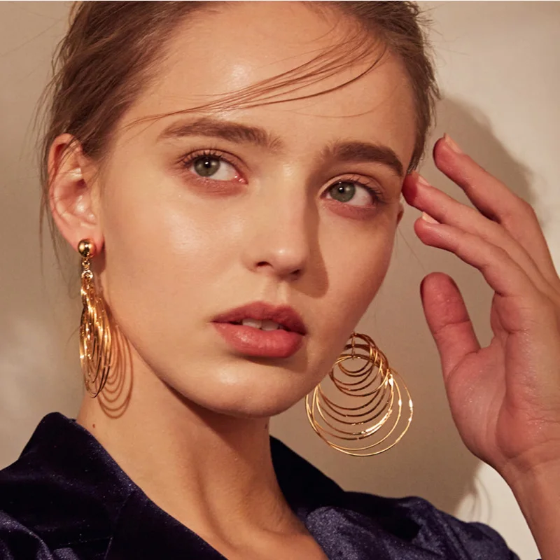 Модные золотые серьги-капли для женщин новинка 2019 винтажные Крупные круглые